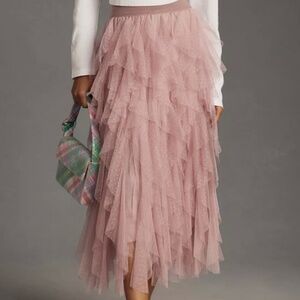 Anthropologie - The Chéri Ruffled Tulle Midi Skirt
